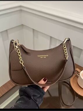 Brown Pebbled Leather Shoulder Bag